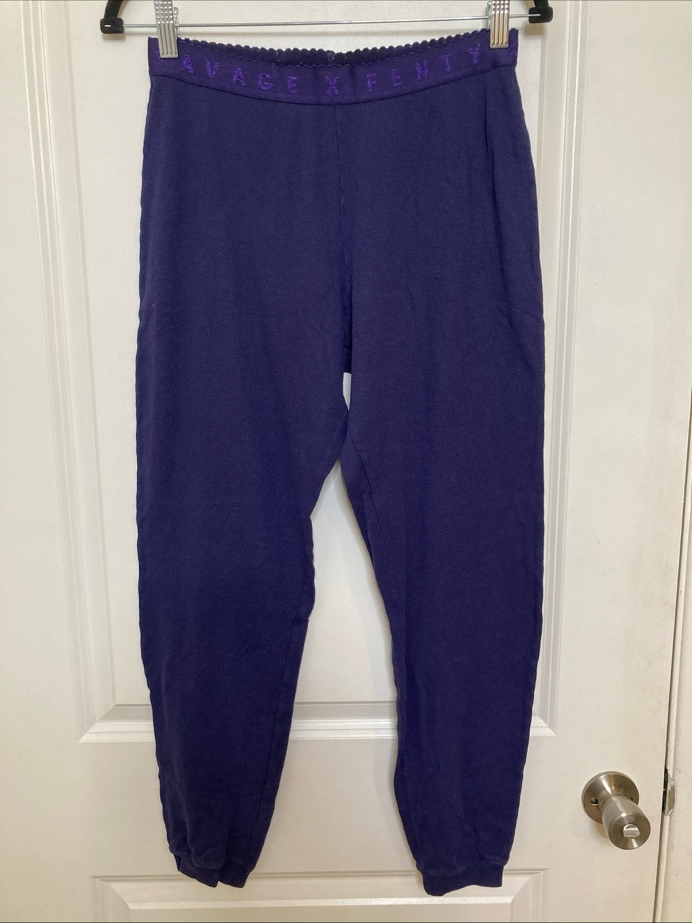 Savage X Fenty Joggers Women’s Small Purple Waffle Knit Loungewear Athleisure